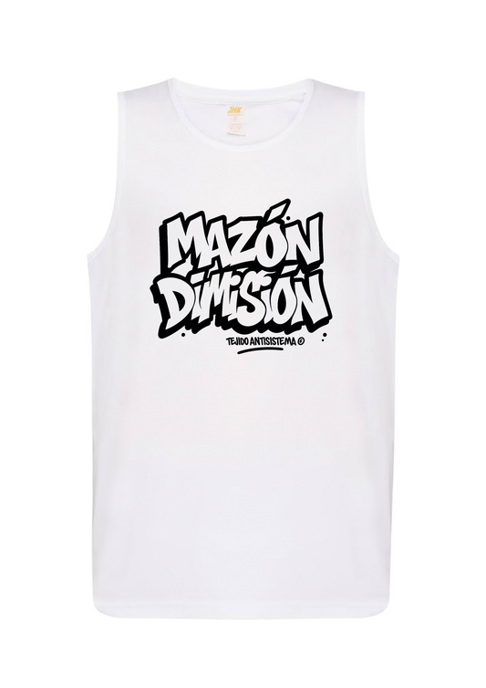 Camiseta de tirantes blanca "Mazón Dimisión"