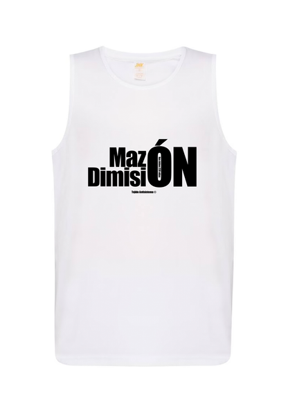 Camiseta de tirantes blanca "Mazón Dimisión 2"