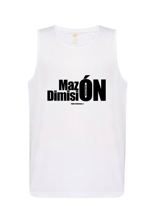 Camiseta de tirantes blanca "Mazón Dimisión 2"